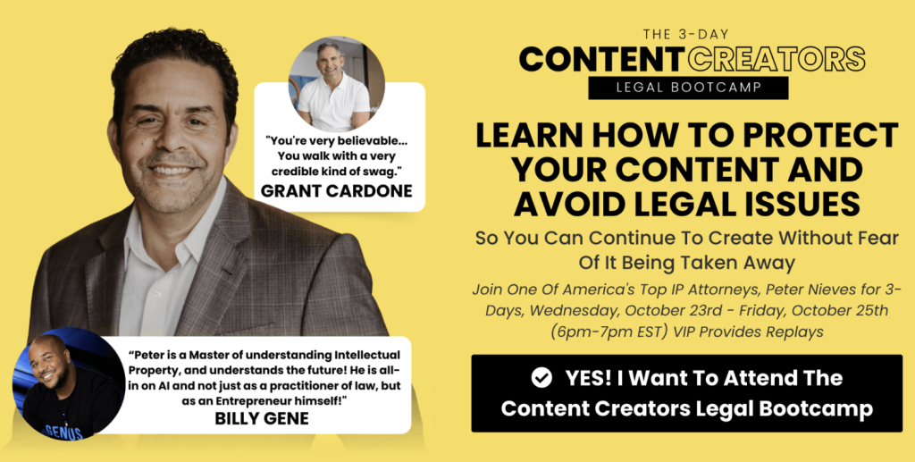 Peter Nieves – The Content Creators Legal Bootcamp